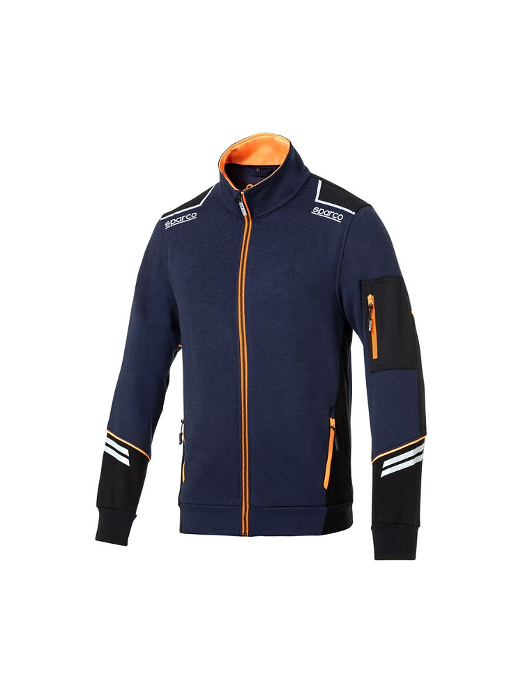 Sparco pracovní mikina TECH FULL ZIP tmavě modrá s oranžovou, vel. XXL